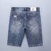 Men's Clothing Worn And Ripped Denim Shorts Youth Comfortable Slim Fit Simple Denim Shorts_viptrois.com