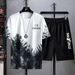 Men's Clothing Shirts And Shorts Short Sleeved Shorts Suits Large Size Fashion Trend Ink Painting National Style Tops_viptrois.com