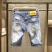 Summer Trendy Brand Contrast Color Shorts Men's High Street Handsome Ripped Patch Jeans Men's Trendy Ink Splashed Loose Shorts_viptrois.com