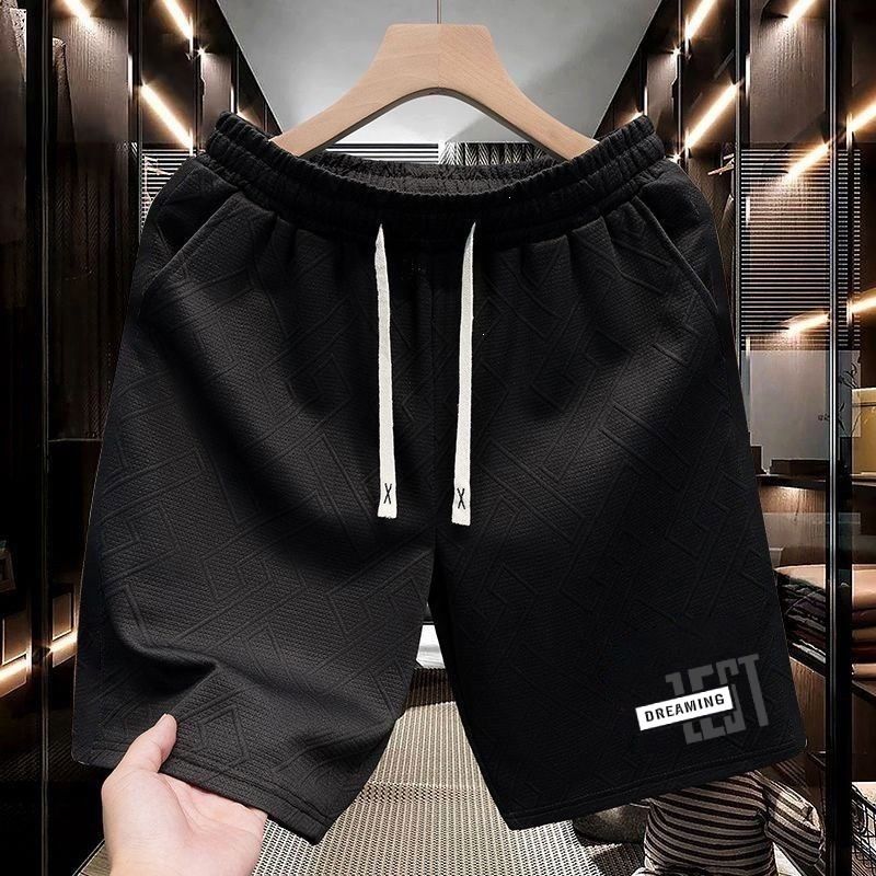 Men's Trendy Summer Athletic Shorts Loose Fit Casual Versatile Five Quarter Length Jacquard Straight Leg Shorts_viptrois.com