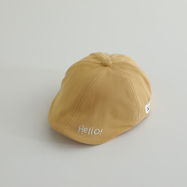 Children's Reversible Beret Hello Letter Korean Style Fashionable Embroidered Forward Cap Spring Autumn Boys And Girls_viptrois.com