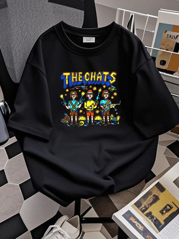 NEW The Chats Band Funny T-shirt Black Unisex Cotton Tee S-5Xl Q802 Soft Homme Top For Everyday Wear Comfortable Breathable Versatile Summer_viptrois.com