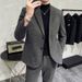Men's Wool-Blend Slim Fit Suit Set, Casual Two-Piece Blazer & Pants, Inspired British Style For Spring & Autumn_viptrois.com