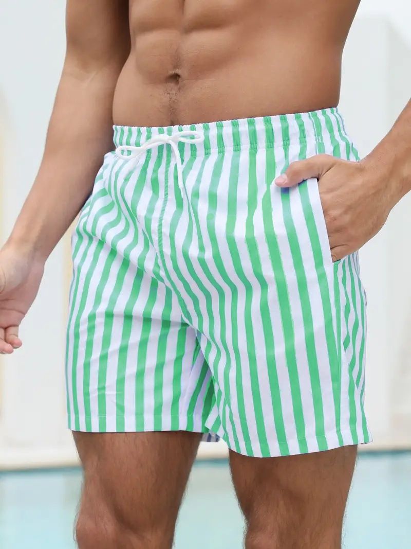 Men's Clothing Large Size Beach Pants Striped Loose Shorts Seaside Casual Bottoms_viptrois.com