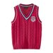 "Unisex Cable-Knit Cotton Vest For Kids - Korean Style School Uniform Sweater (100-180cm, 5 Colors)"_viptrois.com