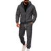 Men's Fleece Lined Two Piece Winter Suit Casual Sportswear Hooded Set Fashionable_viptrois.com