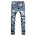 Loom Loom Cross-Border New Style Foreign Trade Fashion Trendy Distressed Retro Straight Slim Fit Button Men's European And_viptrois.com