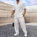 New Men's Commuter Suit Casual Button Up Shirt Short Sleeve Pants Men's Everyday Wear_viptrois.com