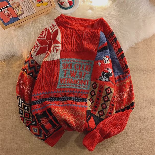 Men's Warm Knitted Sweater Couple Set - Soft Plush Fabric, Cozy Winter Wear, Crewneck & Turtleneck Options_viptrois.com