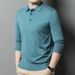 Nordmann Knitted Polo Spring Autumn Middle-aged Dad Men's Loose Casual Solid Color Versatile Top Base Shirt_viptrois.com