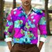 Men's Clothing Printing Casual Lapel Multi Color Long Sleeved Shirt Fashion_viptrois.com