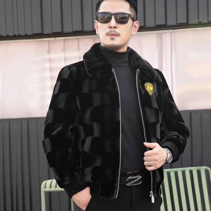 Men's Faux Fur Jacket Winter Thick Warm Coat Fashionable Faux Mink Collar Stylish Outerwear For Casual & Business_viptrois.com