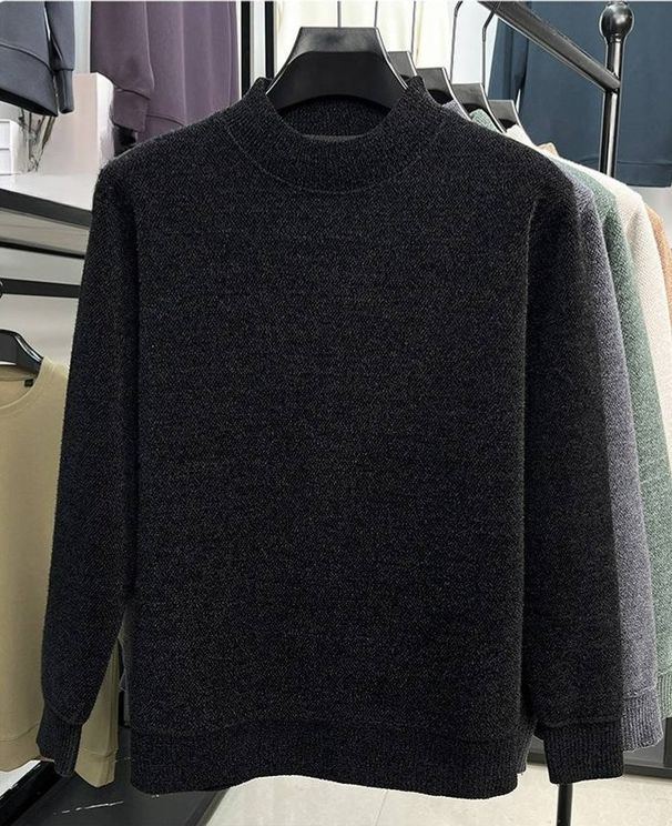 Men's Chenille Fleece Knit Sweater – Winter Thermal High-Neck Pullover For Casual & Layering_viptrois.com