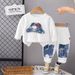 Boys Embossed Letter Long Sleeved Two Piece Suit Autumn New Small And Medium Sized Boy Baby Fashion Sports Long Sleeved Suit Trendy_viptrois.com
