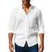 Men's Clothing Spring And Autumn Linen Shirt Long Sleeve Stand Collar Breathable Casual New Chinese Style Pocket Shirt Men's Shirt_viptrois.com