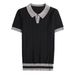 Men's Thin Stretchy Short Sleeved Collared Hollow out Knit Ice Silk Polo Shirt Fashionable E Commerce Item_viptrois.com