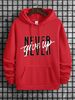Men's Autumn And Winter Casual And Fashionable Loose Hoodie, Never Give Up Print Warm Long Sleeved Pullover Sweater_viptrois.com