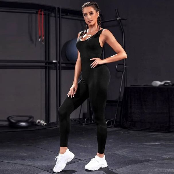 Solid Sleeveless Backless Low Neck High Waist Bodycon Jumpsuits For Women Casual Rompers Activity Jogger Suits Backless Bodysuit_viptrois.com