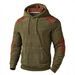 Pure Men's Fashion Casual Ribbed Army Green Patchwork Brown Design Elegant Hooded Sweatshirt Suitable_viptrois.com
