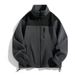 2025 Fashion Keep Warm Outerwear Zip-Up Jacket Men's Stand Collar Splicing Long Sleeve Casual Loose Zipper Fleece Sweatshirts_viptrois.com