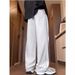 Men's Relaxed Fit Stripe Pants – Straight-Leg Drop Cuff Design For Casual & Street Style (White Grey/Grey/Black) – Polyester Wrinkle-Free Comfort_viptrois.com