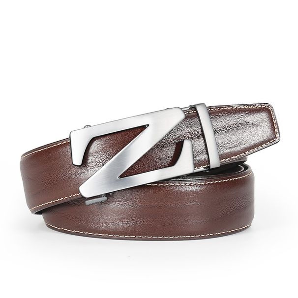 Men's Belts New Men's Belt Top Layer Cowhide Z Letter Alloy Automatic Buckle Business Fashion Casual Fashion Belt_viptrois.com