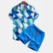 Men's Casual Loose Short Sleeved Shirt Shorts Hawaiian Suit Summer Hot Selling 3D Printing_viptrois.com