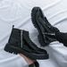 European Warm Series Martin British Style High Dark Series Shiny Leather Thick Sole Height Increasing Mid Top Inner Side Zipper Short Boots_viptrois.com