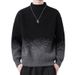 Gradient Sweater For Men, Autumn And Winter Thickened Trendy Loose Lazy Half Turtleneck Base Knitwear Warm Wool Top_viptrois.com