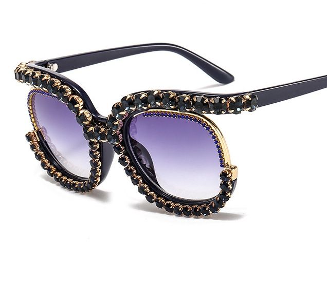 2020 Diamond Studded Sunglasses Women's Personalized Sunglasses Half Frame Cross Border Sunglasses SUNGLASSES_viptrois.com