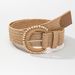 Women's Belts New Beach Holiday Style Braided Buckle Pp Grass Braided Decorative Women's Belt_viptrois.com