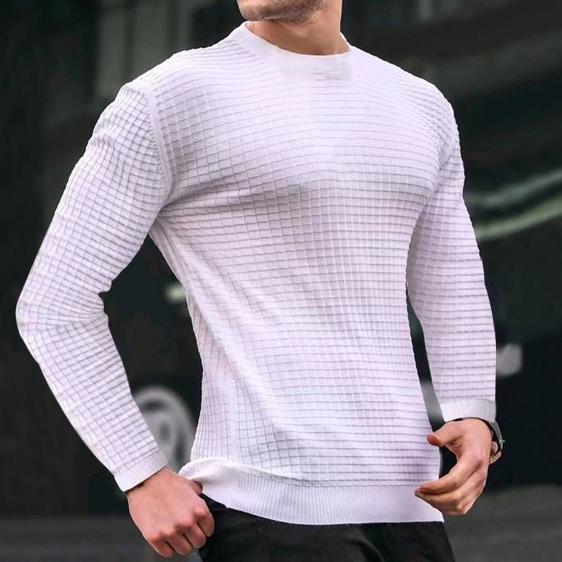 For The Spring And Autumn Season Of Foreign Trade, There Is A Trendy Men's Small Checkered Round-neck Pullover And A Loose Knitted Long-sleeved Top_viptrois.com