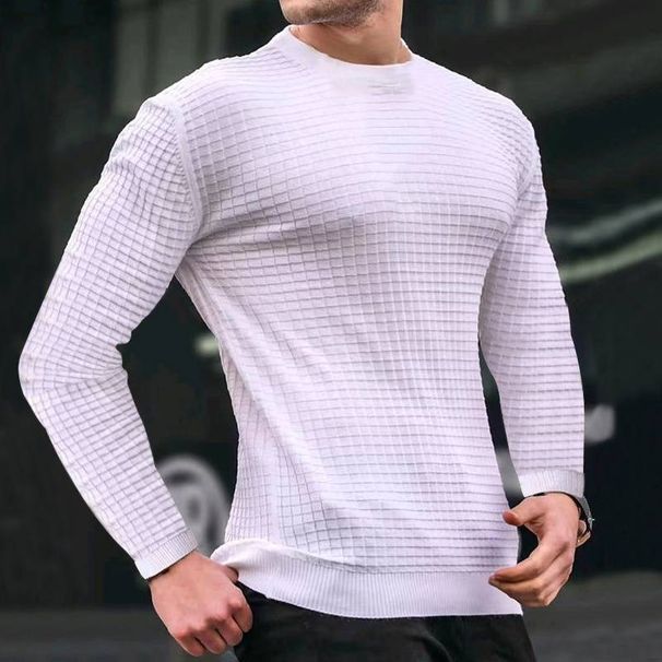 For The Spring And Autumn Season Of Foreign Trade, There Is A Trendy Men's Small Checkered Round-neck Pullover And A Loose Knitted Long-sleeved Top_viptrois.com