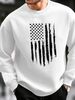 Men's Loose Casual Fashionable American Flag Print Round Neck Long Sleeved Pullover Hoodie For Autumn And Winter_viptrois.com