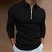 Men's Clothing Zipper Polo Autumn Sports Fitness Leisure Stand Up Collar Elastic Long Sleeve Zipper Polo_viptrois.com