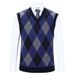 Men's Wool Blend V-Neck Sleeveless Sweater Vest - Classic Checkered & Camouflage Pattern, Slim Fit, Autumn Casual Wear_viptrois.com