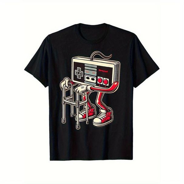 Camiseta Patrón Retro Juegos Para Hombres Niños 100% Algodón - Diseño Divertido Consola Videojuegos Antigua, Casual_viptrois.com
