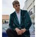 Men's Tencel Velvet Slim Fit Fashion Suit Jacket Wedding Prom Evening_viptrois.com