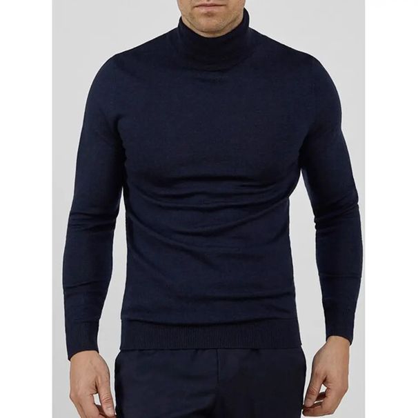 Pulse 2025 Autumn Win Cross-Border Trade Turtleneck Men's European And American Fashion Solid Color Pullover Base Knit_viptrois.com