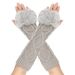 Men's Gloves Diamond shaped long fur gloves for women with sleeves, knitted warm fingerless arm sleeves, autumn and winter wool long gloves_viptrois.com