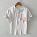 Men's Clothing Stand Collar Cotton And Linen T Shirt Men's Summer Pullover Casual Short Sleeved Tops_viptrois.com