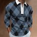 Men's Striped Digital Printing Casual Turn-down Collar Short Sleeve Polo Shirt Zipper T-shirt_viptrois.com
