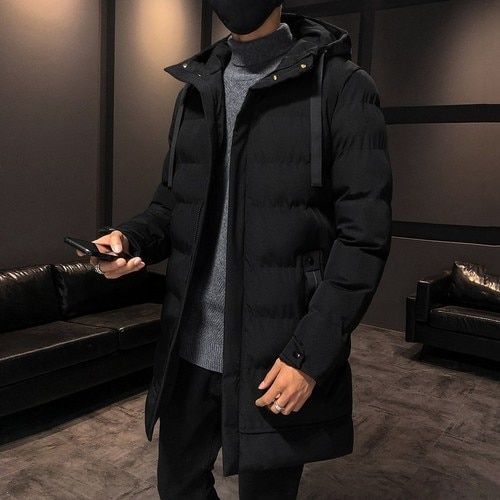 Winter Coat Men Parkas Warm Coats Mid-length Hooded Casual Cotton Jacket Clothing Black Jackets Jaqueta Inverno_viptrois.com