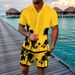 Men's Allover Print Shirt & Shorts Set, Lightweight Modal Blend Casual Outfit, Short Sleeve Shirt With Matching Shorts For Vacation And Street Style_viptrois.com
