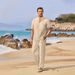 Spring And Summer New Men's Clothing Men's Loose Casual Cotton And Linen Short Sleeved Trousers Suit_viptrois.com