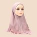 Women's Hijab solid color women's headscarf crystal linen chiffon double layer ruffled pullover headscarf comfortable and breathable_viptrois.com