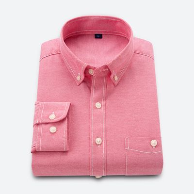 Men's Clothing Pure Black Cotton Oxford Shirt Solid Blue Casual White Shirt Solid Color Long Sleeve Slim Fit Thin Style Shirt_viptrois.com