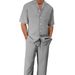 European And American Cross Border 2025 New Hot Selling Casual Men's Suits Loose Lapel Short Sleeved Trousers Trendy Men's Suits_viptrois.com