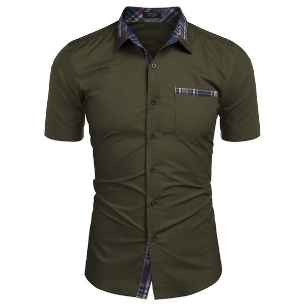 Men's Clothing Short Sleeved Plaid Fashion Casual Tops Shirts_viptrois.com