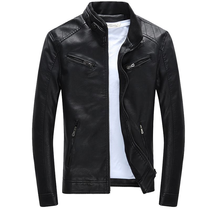 Men's Clothing New leather jacket for men, slim style jacket for young men,spring new style for men, handsome motorcycle men's leather jacket_viptrois.com